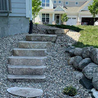 Stone walkway and wall in Minneapolis